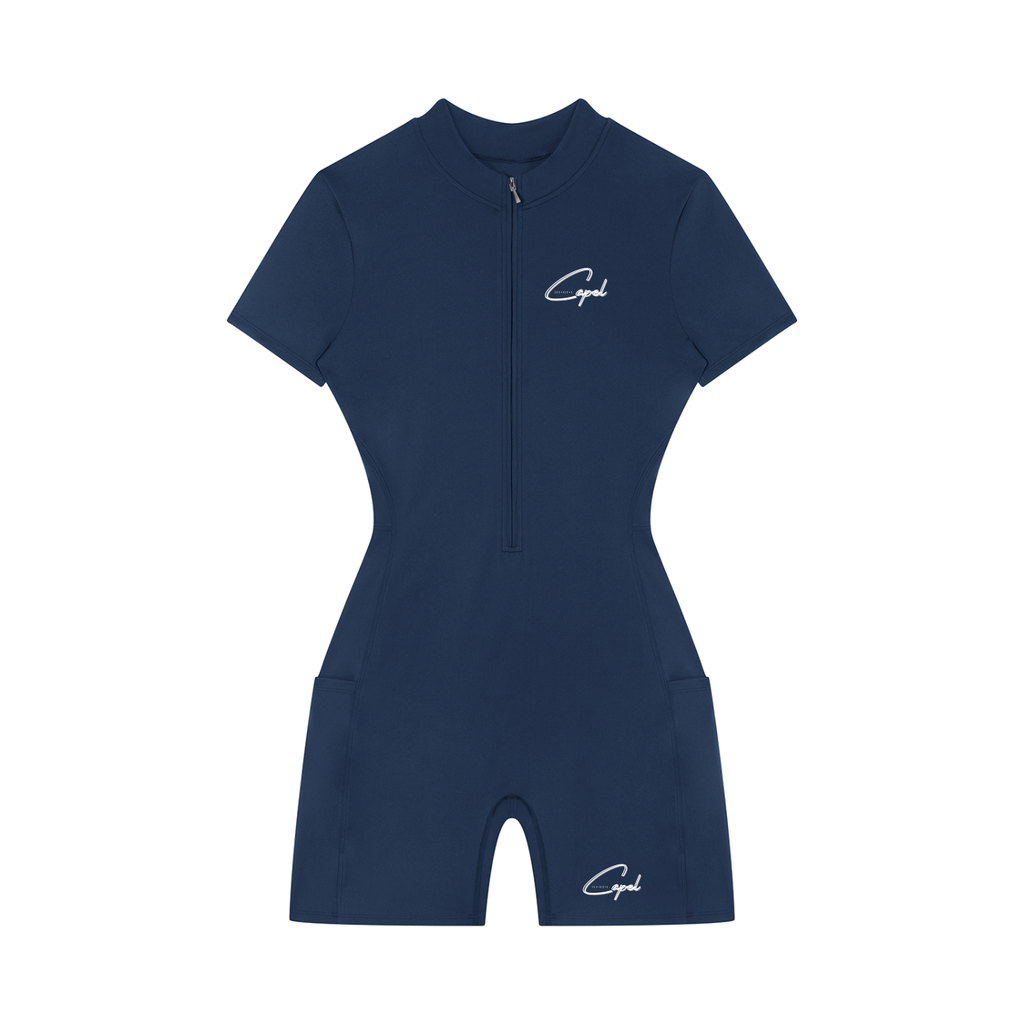 CAPEL Women's Quarter-Zip Short Sleeve Romper
