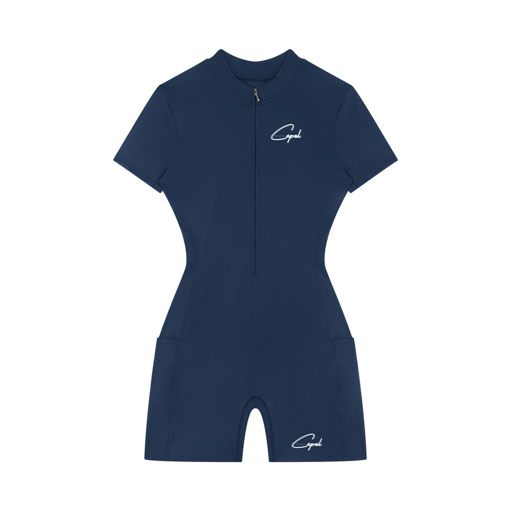 CAPEL Women's Quarter-Zip Short Sleeve Romper