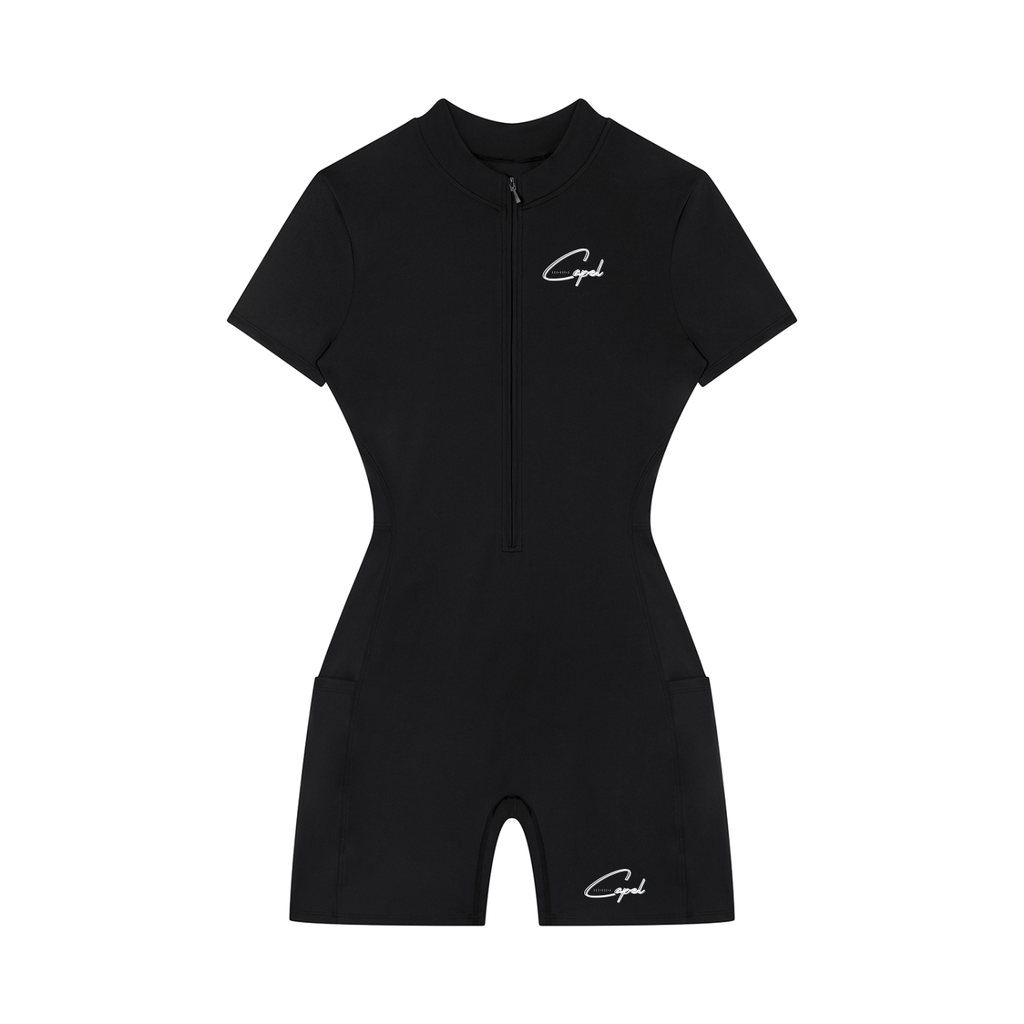 CAPEL Women's Quarter-Zip Short Sleeve Romper